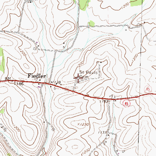 Topographic Map of Saint Pauls Union Cemetery, PA