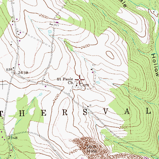 Topographic Map of Saint Pauls Church, PA