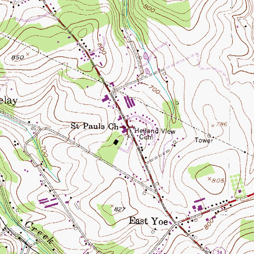 Topographic Map of Saint Pauls Church, PA