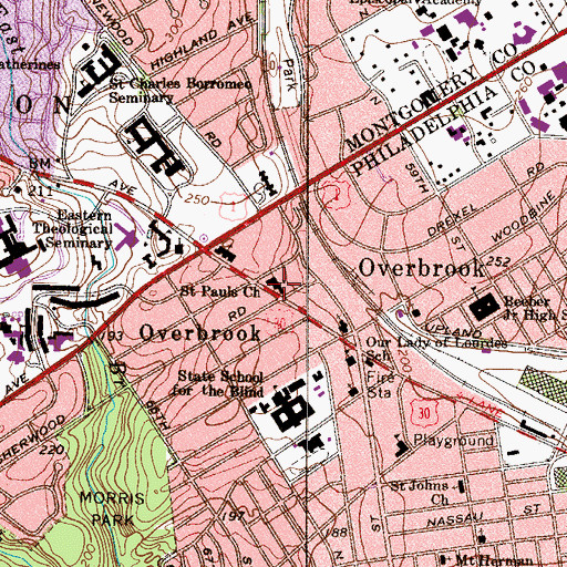 Topographic Map of Saint Pauls Church, PA