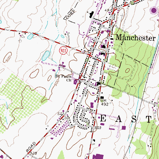 Topographic Map of Saint Pauls Church, PA