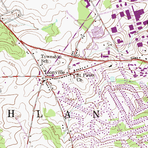 Topographic Map of Saint Pauls Lutheran Church, PA