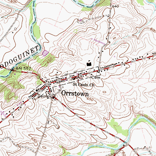Topographic Map of Saint Pauls Church, PA