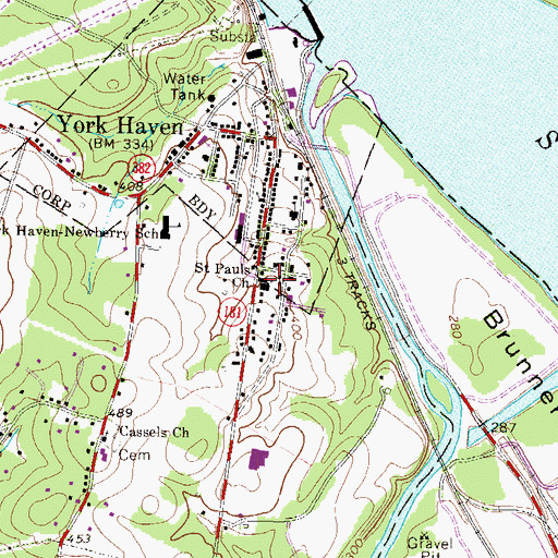 Topographic Map of Saint Pauls Church, PA
