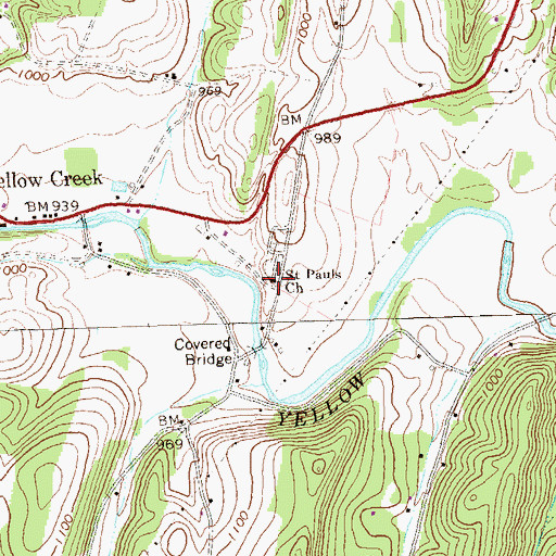 Topographic Map of Saint Pauls Church, PA