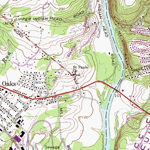 Topographic Map of Saint Pauls Church, PA