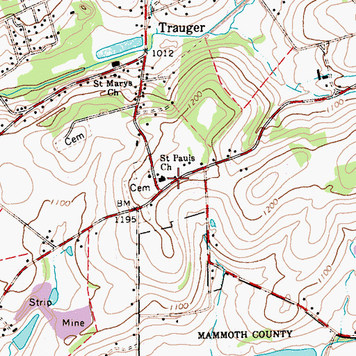 Topographic Map of Saint Pauls Church, PA