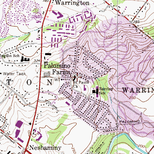 Topographic Map of Saint Pauls Church, PA