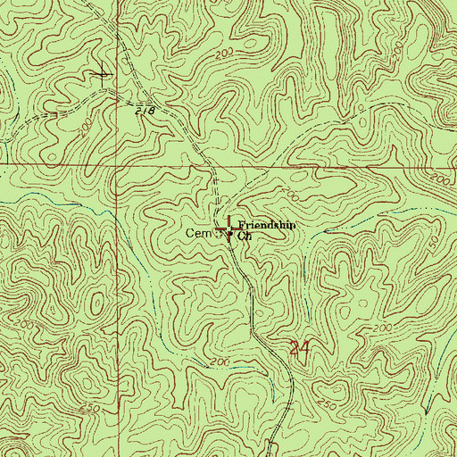 Topographic Map of Friendship Baptist Church, AL