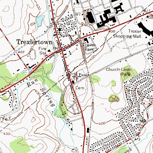 Topographic Map of Saint Pauls Church, PA