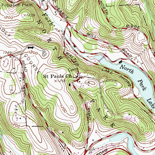 Topographic Map of Saint Pauls Church, PA