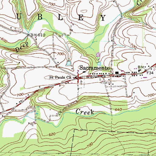 Topographic Map of Saint Pauls Church, PA