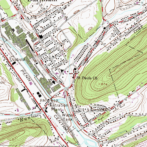 Topographic Map of Saint Pauls Church, PA