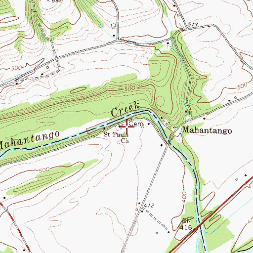 Topographic Map of Saint Pauls Church, PA