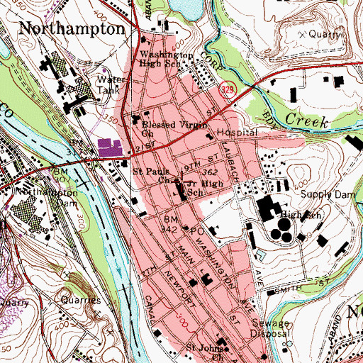 Topographic Map of Saint Pauls Church, PA