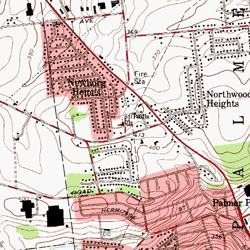 Topographic Map of Saint Pauls Church, PA