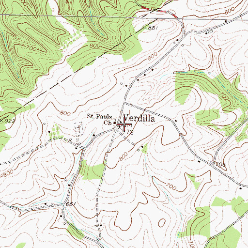 Topographic Map of Saint Pauls Church, PA