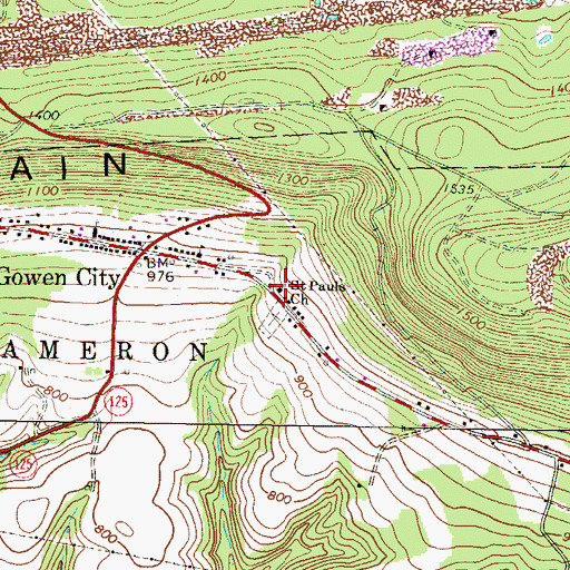 Topographic Map of Saint Pauls Church, PA