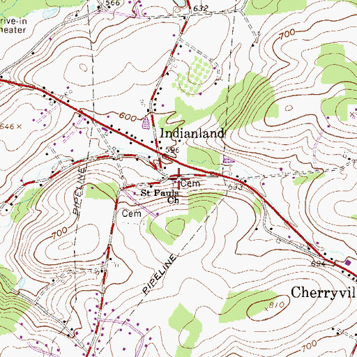 Topographic Map of Saint Pauls Church, PA