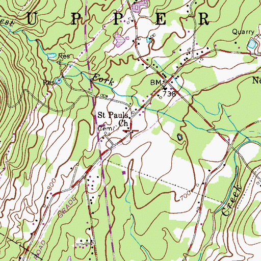 Topographic Map of Saint Pauls Church, PA