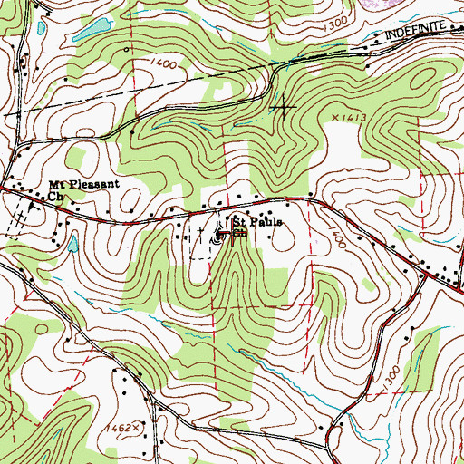 Topographic Map of Saint Pauls Church, PA