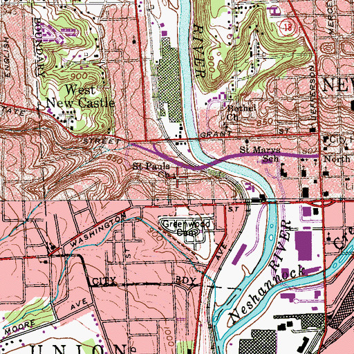Topographic Map of Saint Pauls Church, PA