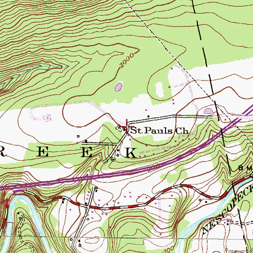Topographic Map of Saint Pauls Church, PA