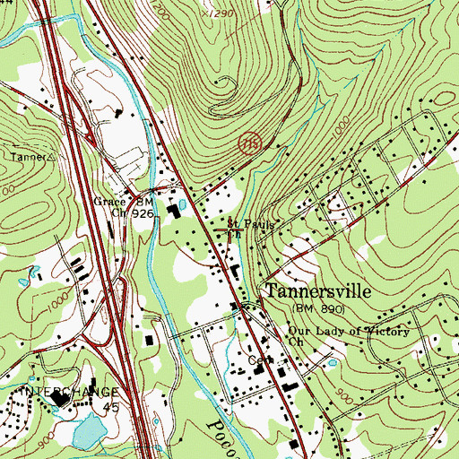 Topographic Map of Saint Pauls Church, PA