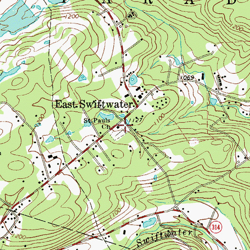 Topographic Map of Saint Pauls Church, PA