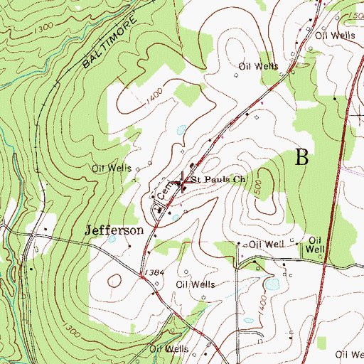 Topographic Map of Saint Pauls Church, PA