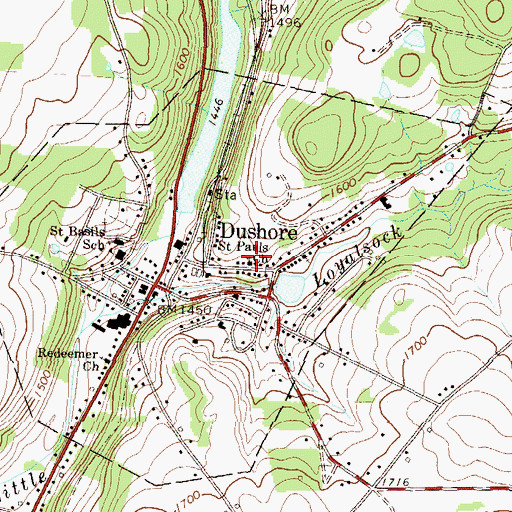Topographic Map of Saint Pauls Church, PA