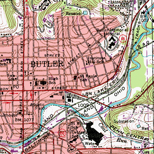 Topographic Map of Saint Pauls School, PA