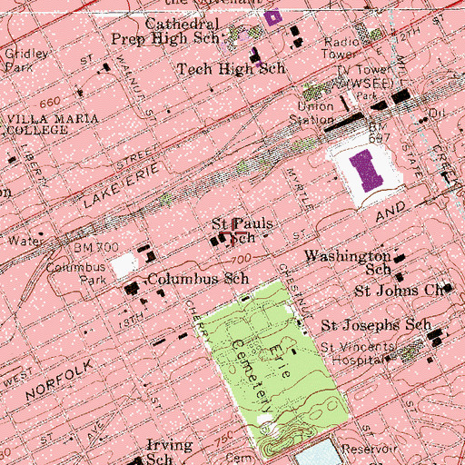 Topographic Map of Saint Pauls School, PA