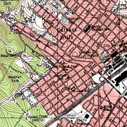 Topographic Map of Saint Peter, PA