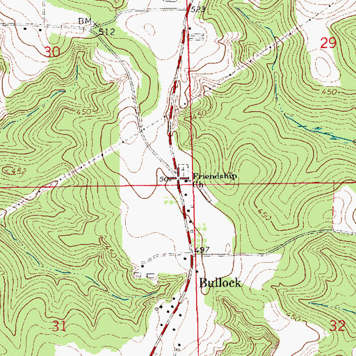 Topographic Map of Friendship Church, AL