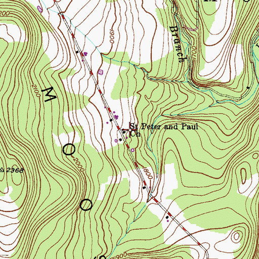 Topographic Map of Saint Peter and Paul Church, PA