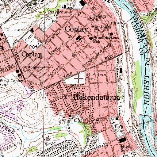 Topographic Map of Saint Peters Cemetery, PA