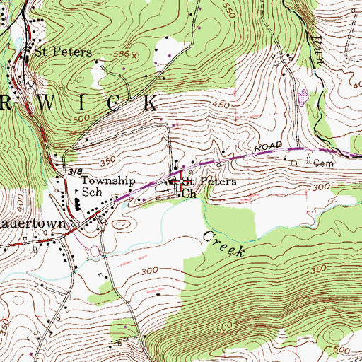 Topographic Map of Saint Peters Church, PA