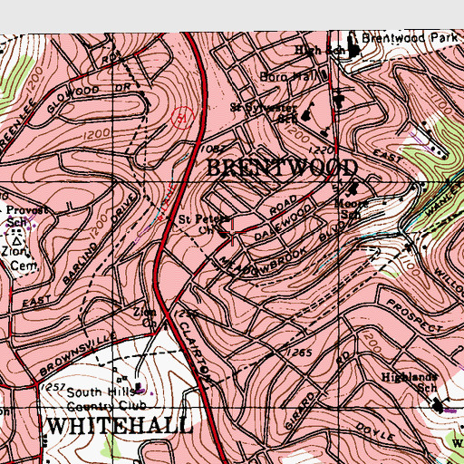 Topographic Map of Saint Peters Church, PA
