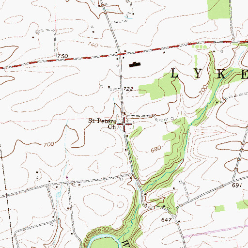 Topographic Map of Saint Peters Church, PA