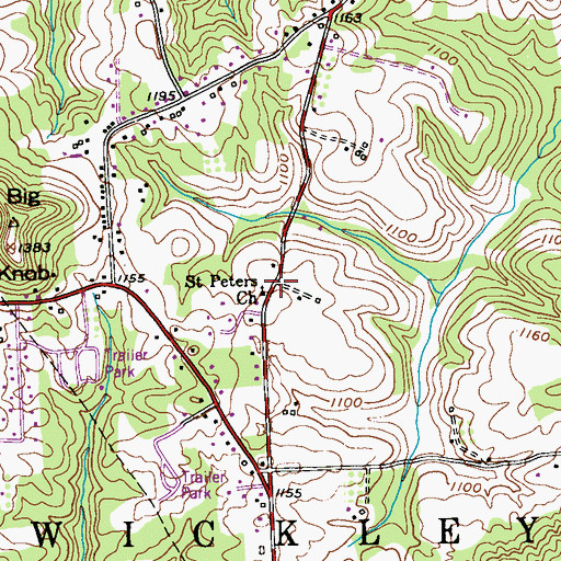 Topographic Map of Saint Peters Church, PA