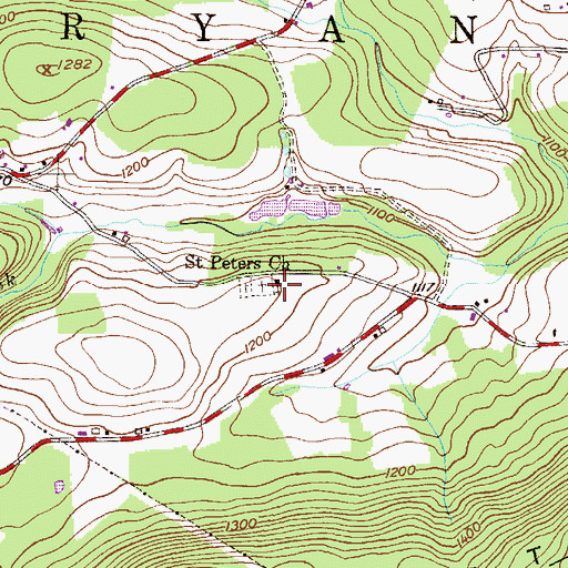 Topographic Map of Saint Peters Church, PA