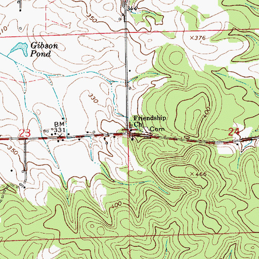 Topographic Map of Friendship Church, AL