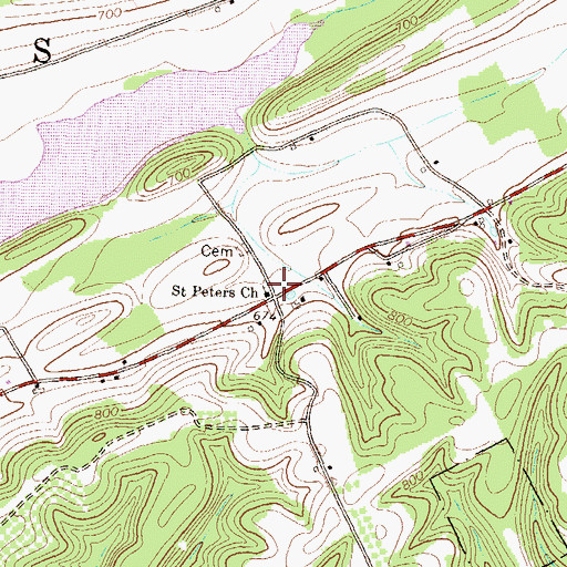 Topographic Map of Saint Peters Church, PA