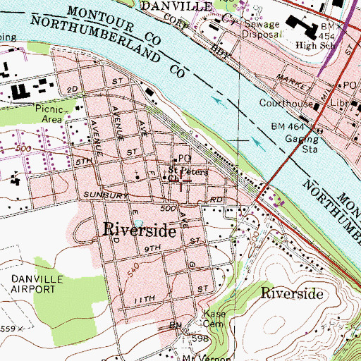 Topographic Map of Saint Peters Church, PA