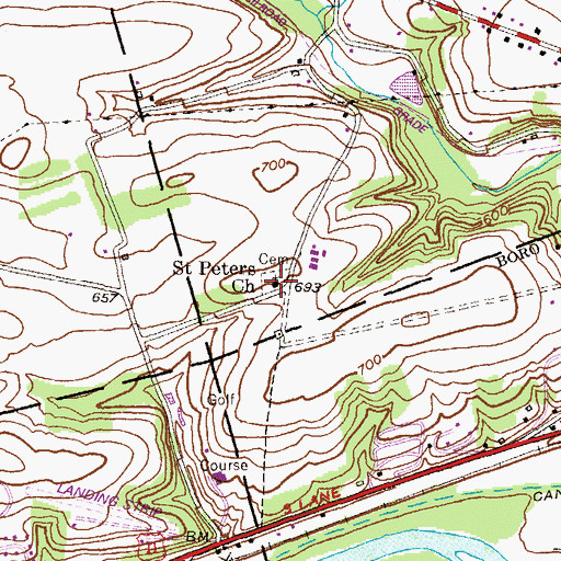 Topographic Map of Saint Peters Church, PA