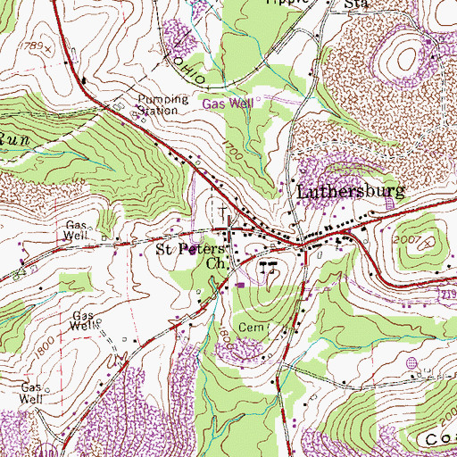 Topographic Map of Saint Peters Church, PA