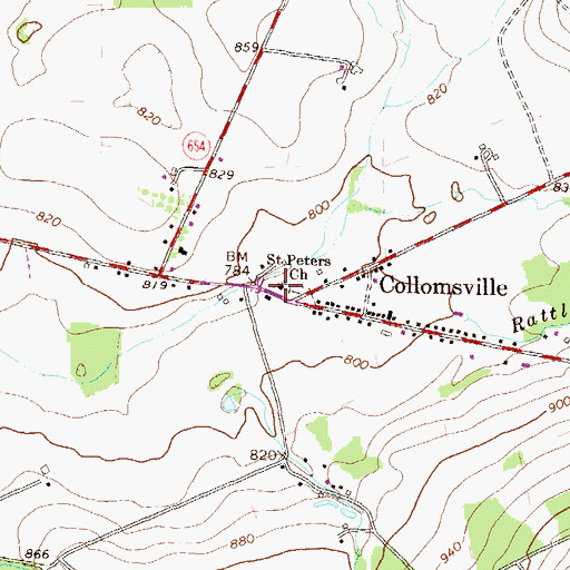 Topographic Map of Saint Peters Church, PA