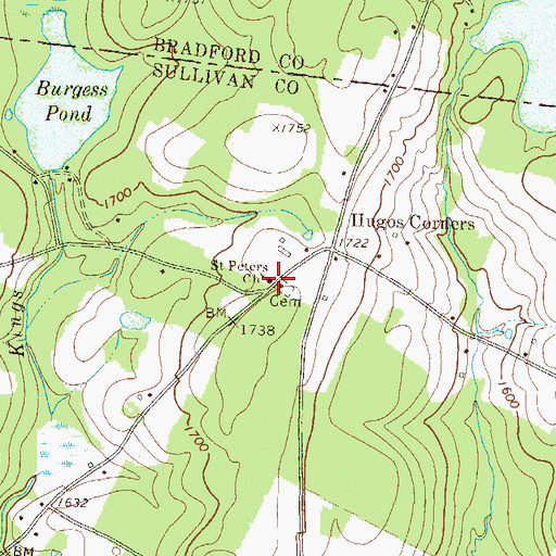 Topographic Map of Saint Peters Church, PA