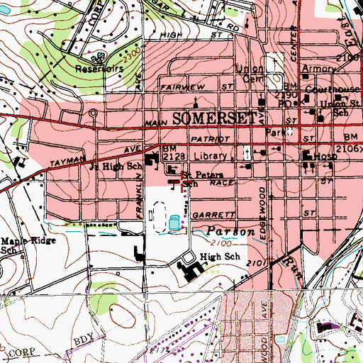 Topographic Map of Saint Peters School, PA
